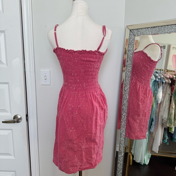 Pink Fairycore sparkley Smocked Women's Dress S/M - Picture 5 of 6